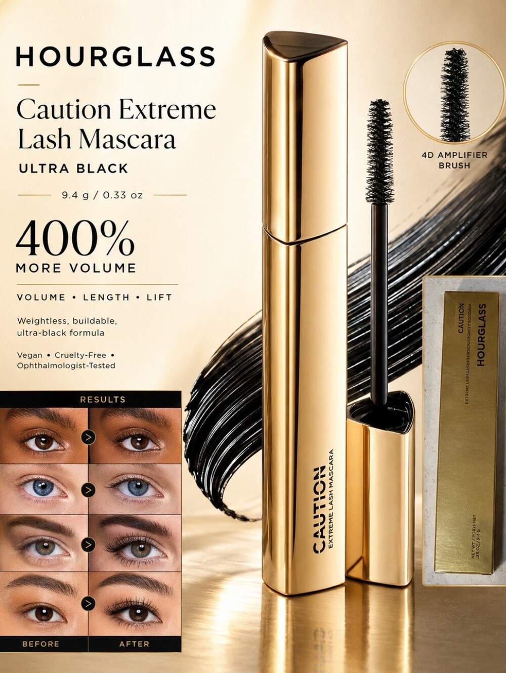 Hourglass Caution Extreme Lash Mascara – Ultra Black